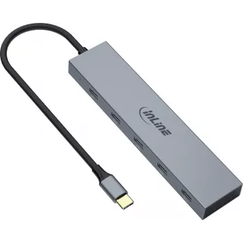 Hub InLine USB-C, 4x USB-C + Power Delivery 100 W, USB 3.2 Gen 2, gri