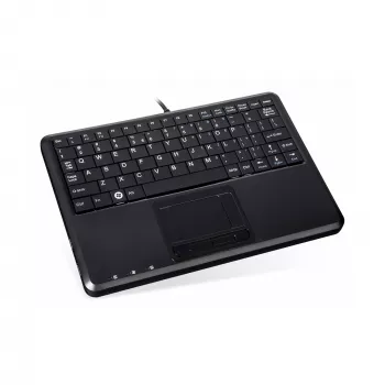 Tastatură mini USB Perixx PERIBOARD-510 H PLUS UK cu touchpad și hub USB cu 2 porturi, neagră