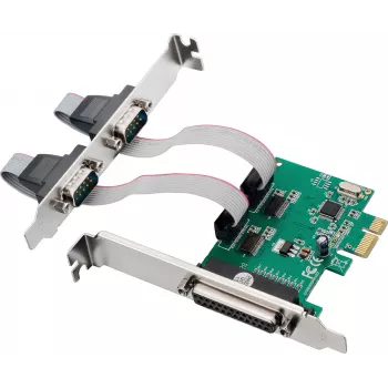 Placă de interfață InLine® PCIe, 2x RS-232 + 1x port paralel