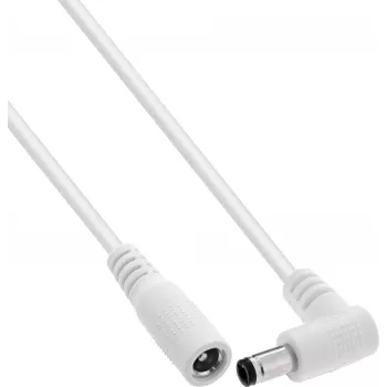 Cablu prelungitor DC InLine®, ștecher în unghi, 5,5 x 2,5 mm, alb, 5 m