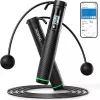 Cordă de sărit inteligentă RENPHO 2 în 1 R-Q008, Bluetooth 5.0, moduri fără cablu și cu coardă, afișaj LED, lungime reglabilă, reîncărcabilă USB-C, negru