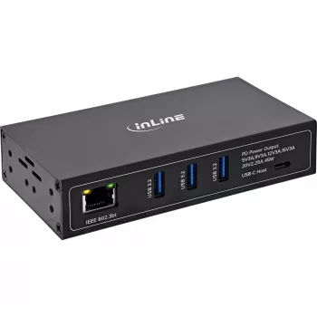InLine® Hub industrial USB PoE cu 4 porturi (3x USB-A / 1x USB-C)