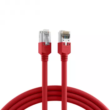 EFB Elektronik K2793.0,50 Cablu patch crossover RJ45 Cat.5e SF/UTP, Hirose TM11, Draka UC300, 0,5 m, roșu