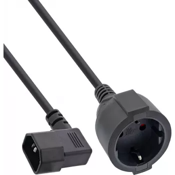 InLine® Cablu adaptor de alimentare IEC C14 la priză Schuko, 2 m, negru