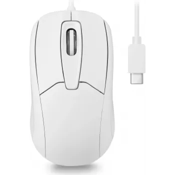 Mouse optic cu fir USB-C Perixx PERIMICE-209 C W, 1000 DPI, 3 butoane, rotiță de derulare, ambidextru, alb