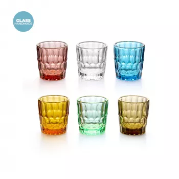 Set de 6 pahare de shot din sticlă Guzzini Vanity Glass, culori asortate (13140552)