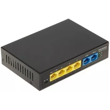 Switch PoE GTX-A1-06-42-V2, switch de rețea PoE+ 4 porturi Fast Ethernet unmanaged