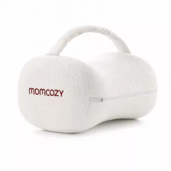 Pernă ergonomică de genunchi din spumă cu memorie Momcozy EP001 pentru somn pe o parte, alb-crem