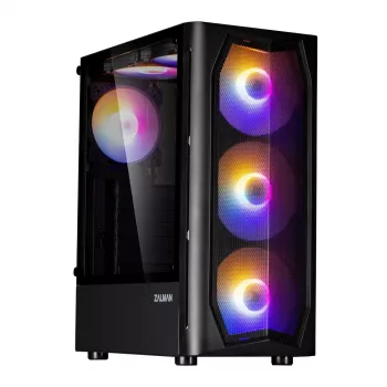 Carcasă Zalman N4 Rev.1 Mid-Tower ATX cu 6 ventilatoare ARGB, sticlă securizată, neagră