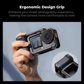 KF cadru cage cu mâner pentru cameră pentru DJI Osmo Action 6 / Action 5 / Action 4 / Action 3, aliaj de aluminiu, negru, KF12.0036