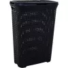 CURVER Style Cutie de rufe 40L cu capac rabatabil, efect de rattan, Negru