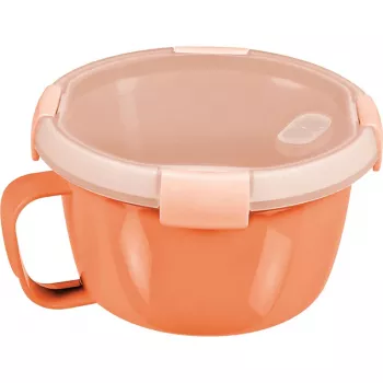 CURVER Smart To Go Mix Noodles Castron rotund pentru alimente 0,9L transparent cu accente verzi, fără BPA, fără scurgeri, compatibil cu microunde și mașina de spălat vase