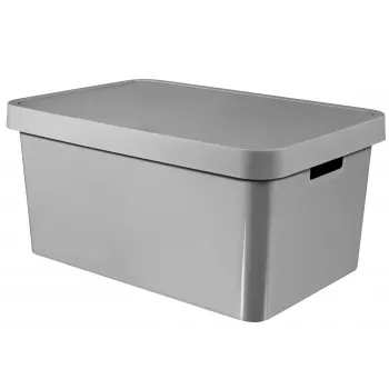 Curver Infinity Recycled Cutie de depozitare 45L cu capac, Gri, 56x39x27 cm