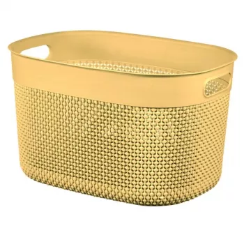 Coș de depozitare CURVER Filo L 18 L galben 38x28x22 cm cu efect de rattan împletit