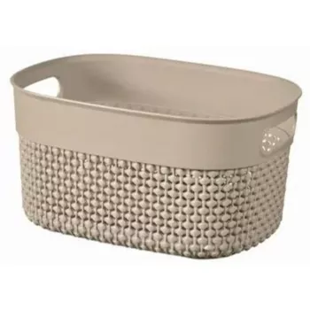 Coș de depozitare împletit CURVER Filo S 6 L, bej, dreptunghiular, suprapozabil, cu mânere