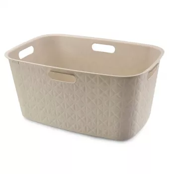 CURVER Softex Coș de rufe 45L în Alb cretă, Recipient dreptunghiular soft-touch cu mânere integrate, 57 x 37 x 27 cm