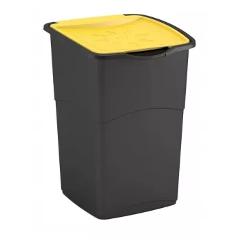 Coș de gunoi Curver Koral 47L negru/galben cu capac basculant