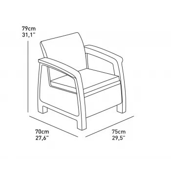 Set de mobilier de grădină KETER Corfu 3 piese bej cu aspect de rattan și perne gri