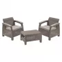 Set de mobilier de grădină KETER Corfu Weekend bej - 2 fotolii și masă de cafea, set lounge de exterior cu aspect de rattan