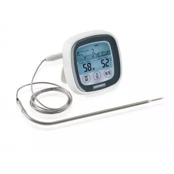Termometru digital LEIFHEIT pentru prăjit și grătar cu sondă din oțel inoxidabil, timer și programe predefinite pentru carne