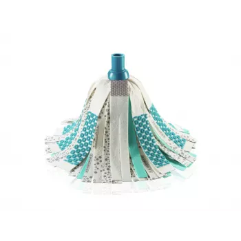 Mop 3 în 1 LEIFHEIT Power Mop cu tehnologie Clean Twist Spin, tijă telescopică, găleată 20L, cap din microfibre, turcoaz/alb