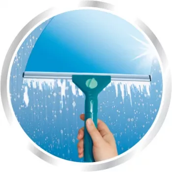 Racletă de geamuri LEIFHEIT Classic cu tijă telescopică 100-155 cm, racletă 33 cm, curățare fără dungi, verde/alb