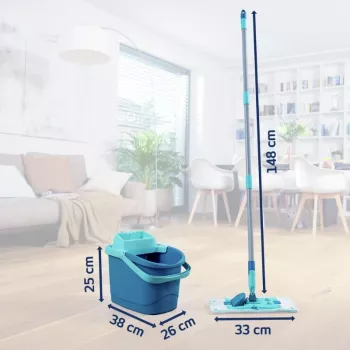 Set de curățare a pardoselii Leifheit Clean Twist M Ergo cu cap de mop Micro Duo, 33 cm, verde/alb