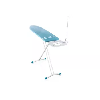 Masă de călcat LEIFHEIT Air Board Express L Solid 130x38 cm cu tehnologie Thermo-Reflect, înălțime reglabilă 75-98 cm, pliabilă, formă ergonomică, picioare antiderapante, suport pentru fier, suport pentru cablu, alb/albastru
