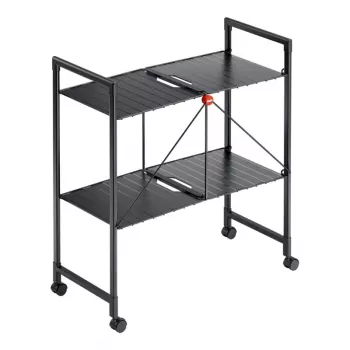 Cărucior pliabil cu rafturi HAILO Quickboard, 3 rafturi, negru, 4 roți pivotante, sarcină totală 15 kg