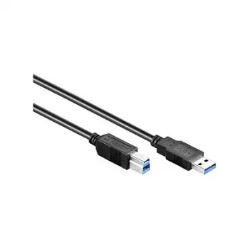 GoodConnections USB 3.0 Cable Type-A Male to Type-B Male, 1.8 m, Black, SuperSpeed 5 Gbps, Nickel-Plated Connectors, Double Shielded 2710-S02