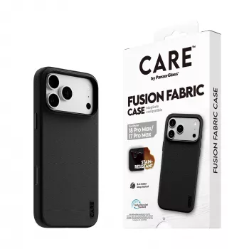 CARE by PanzerGlass Fusion Fabric husă neagră cu MagSafe pentru iPhone 17 Pro Max