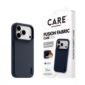 CARE by PanzerGlass Fusion Fabric Husa albastră cu MagSafe pentru iPhone 17 Pro