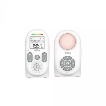 Babyphone digital audio DECT Chillax CB260 cu funcție de convorbire bidirecțională, senzor de temperatură, lumină de noapte, melodii de leagăn și alertă prin vibrații – alb