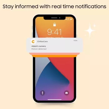 Babyphone video Chillax DM568 Wi-Fi și FHSS cu display de 5 inch, cameră cu rotire și înclinare, vedere nocturnă, funcție de comunicare bidirecțională, senzor de temperatură, melodii de leagăn și aplicația Hubble