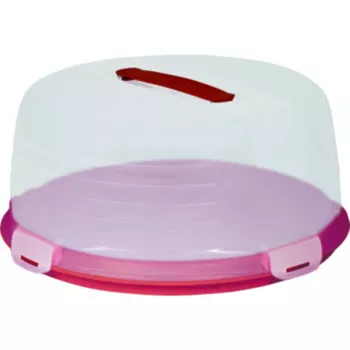 Cutie de transport rotundă pentru tort CURVER Ø34,7x15,6cm roșu cu capac transparent