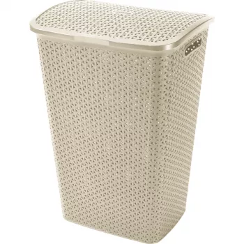 Cutie de rufe CURVER My Style 55L crem, 43x33x60 cm, efect de rattan