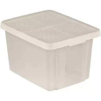 CURVER Essentials Cutie de depozitare transparentă 26L cu capac, Stivuită & Cuibăribilă, 44x34x27 cm