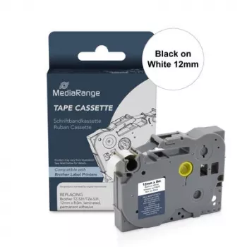 Casetă cu bandă de etichetat flexibilă ID MediaRange compatibilă Brother TZ-FX231/TZe-FX231 12mm 8m negru pe alb