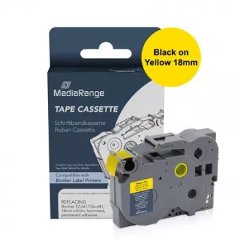 Casetă cu bandă de etichetat flexibilă ID MediaRange compatibilă Brother TZe-FX641 18mm galben (8m)