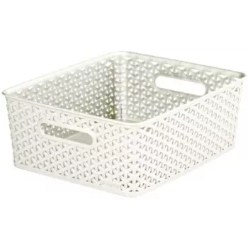 Coș de depozitare dreptunghiular CURVER My Style M 13L crem cu efect de rattan