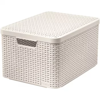 CURVER Style L Cutie de depozitare cu capac, 43,6 x 32,6 x 23 cm, Crem, Pliabilă, Stivuită
