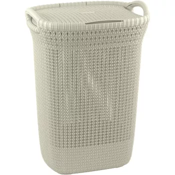 Coș de rufe Curver Knit 57L cu capac, alb