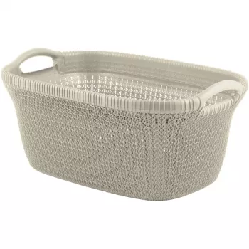 CURVER Knit Coș de rufe 40L cu capac și mânere integrate, Alb, 59,5 x 38,5 x 27 cm