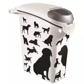 Recipient pentru depozitarea hranei pentru câini Curver Petlife 23L negru cu design amprentă de labă