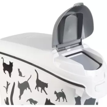 Recipient pentru depozitarea hranei pentru câini Curver Petlife 23L negru cu design amprentă de labă