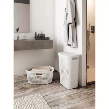 Coș de rufe CURVER Infinity Recycled 40L 59x39x27cm alb
