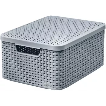 Cutie de depozitare CURVER Style M cu capac, 39,3 x 29,3 x 18,7 cm, gri deschis, pliabilă