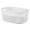 Coș de depozitare dreptunghiular CURVER Filo M 12L cu mânere, efect de rattan împletit, alb, 38x28,5x15 cm