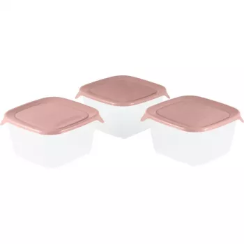 Set cutii de păstrare alimente CURVER Fresh&Go pătrate 3x1,2L roz