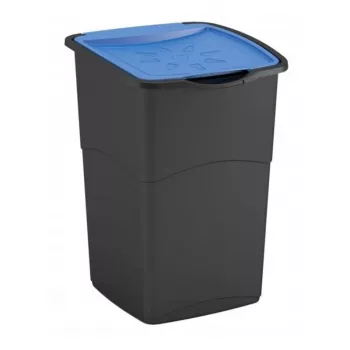 CURVER Koral Bin 47L Coș de gunoi pentru reciclare cu capac basculant, corp negru & capac albastru